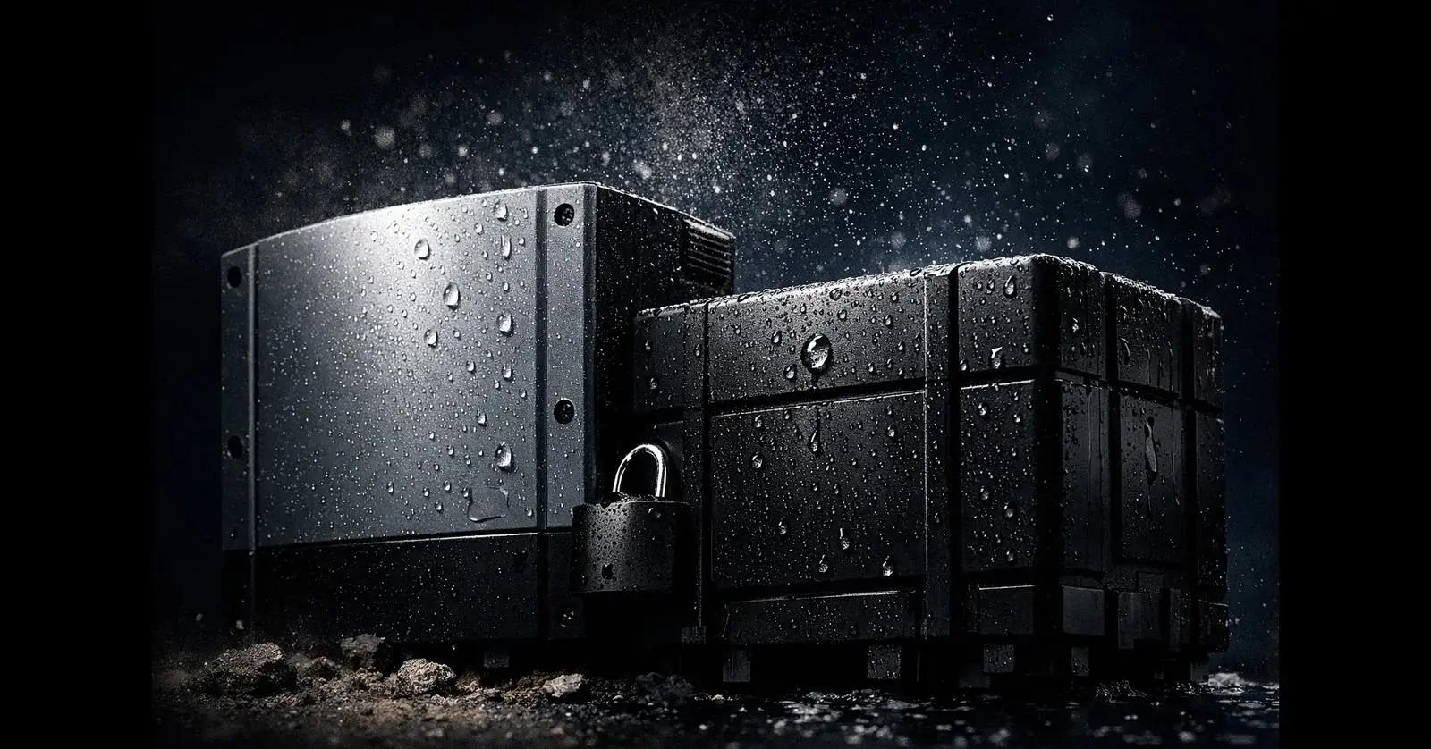 Weatherproof electrical enclosure exposed to water droplets and dust